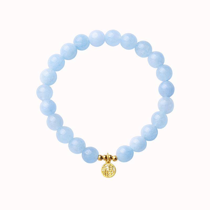 

Браслет из синтетического аквамарина с символом Цай, женский, легкий, роскошный, темпераментный, в китайском стиле, богатый, богатый, ювелирный браслет