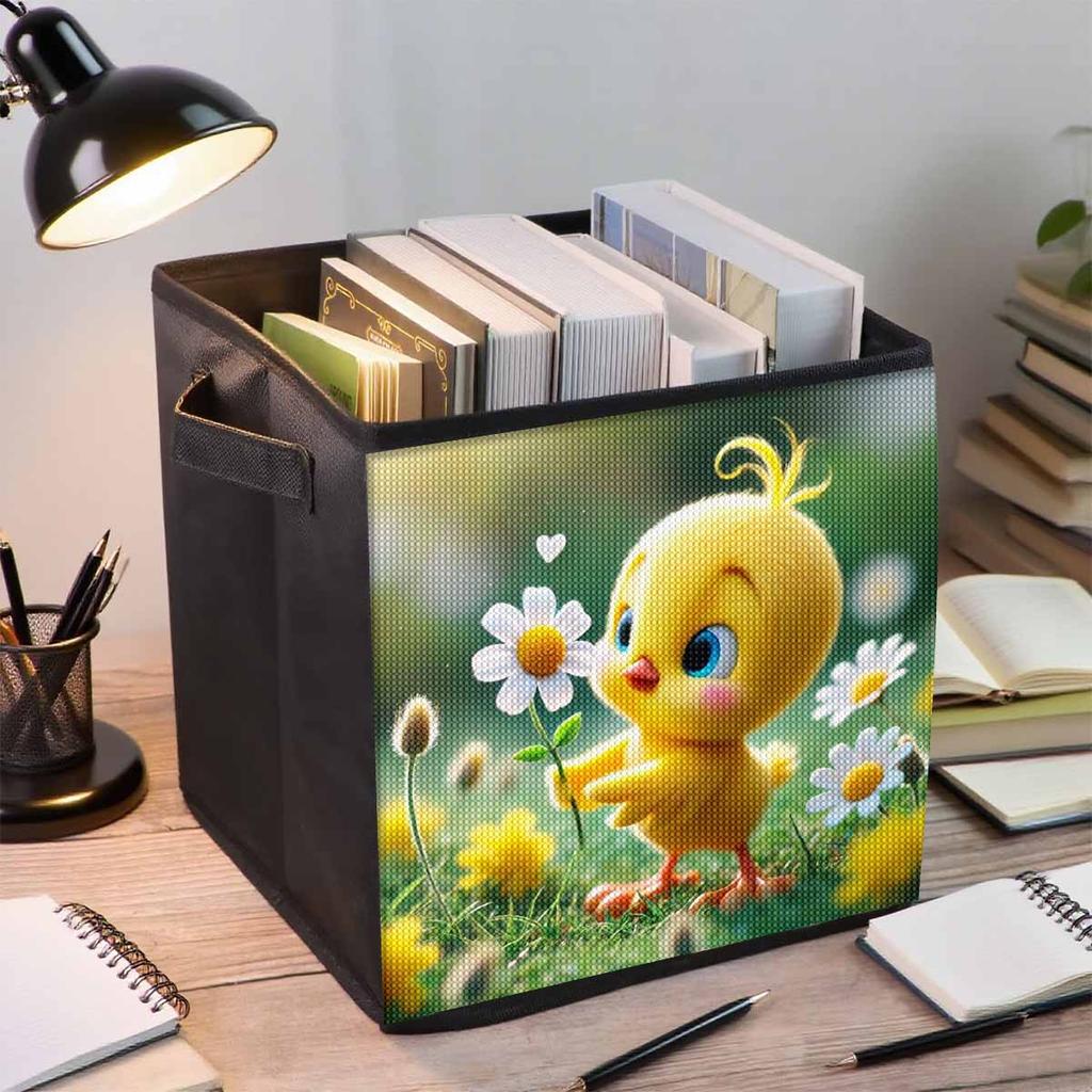 Little Yellow Chicken and Flower 5D Diamond Painting Storage Basket Full Round Drill Mosaic Diamond Embroidery Cross Stitch Kits Home Decor Home Decor