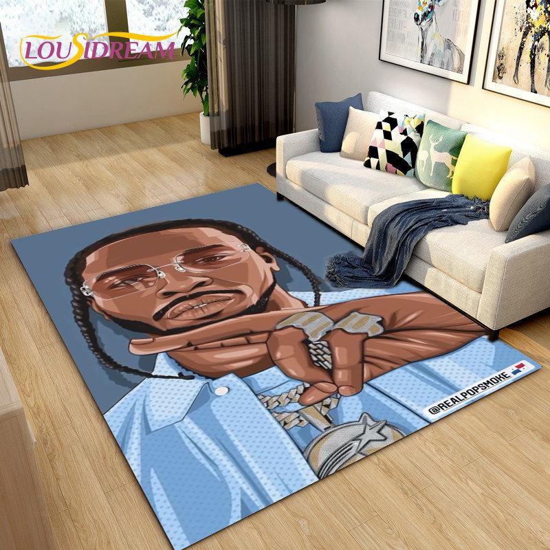Hip Hop Art Rapper Legend Star Area Rug Large,Carpet Rug for Living Room Bedroom Sofa Doormat Decoration,Kids Non-slip Floor Mat
