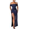 Elegant Solid Color Wrap Waist Fit-and-Flare Midi Maxi Dress With Side Slit High-Waisted Short Sleeve A-Line 2026
