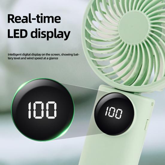 Portable Handheld Mini Fan 1200mAh Rechargeable 5 Speeds Personal Travel Fans with Digital Display 90 Degree Foldable Desk Fan for Outdoor