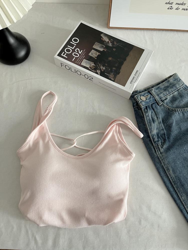 Women's Spring Cross Strap Backless Egg Collar Slimming Camisole 7031
