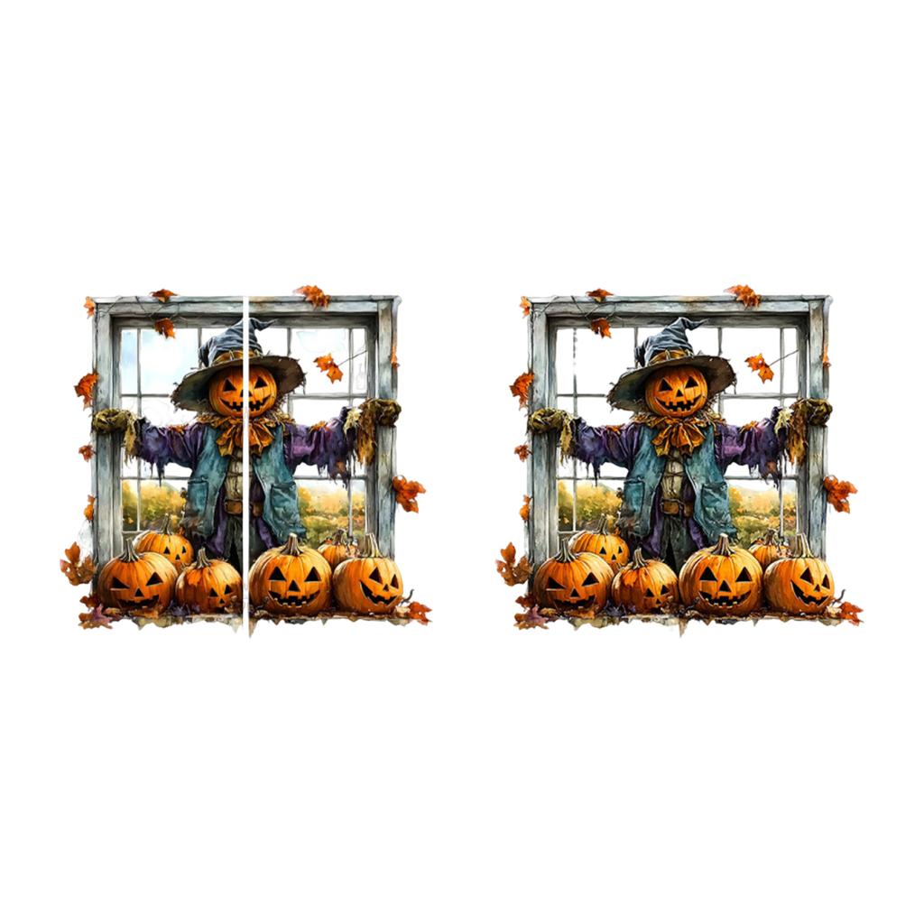 Halloween New Horror Pumpkin Black Skeleton Sticker Bedroom Living Room Background Holiday Decoration Wall Sticker