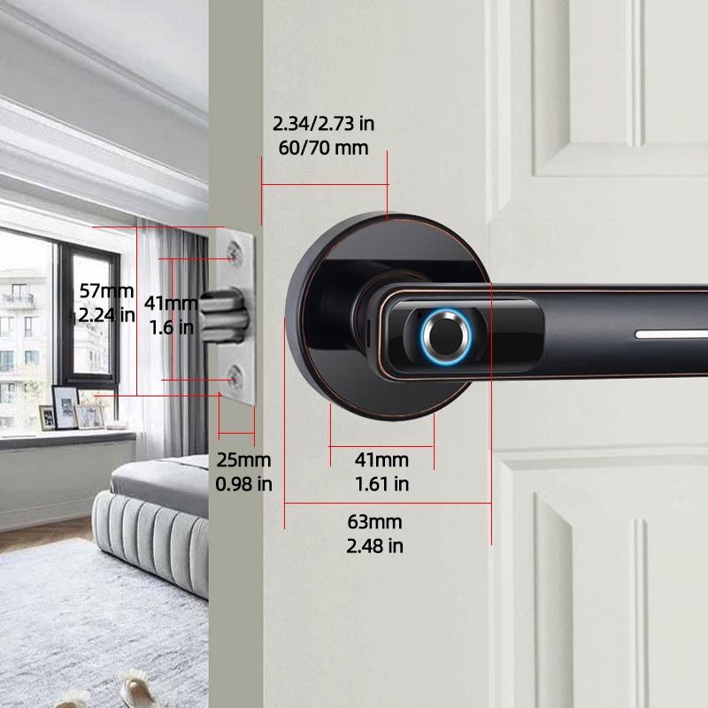 Dual Mode USB Rechargeable Fingerprint Door Lock Security Biometric Handle Lock Electronic Smart Lock for Apartment NEW
