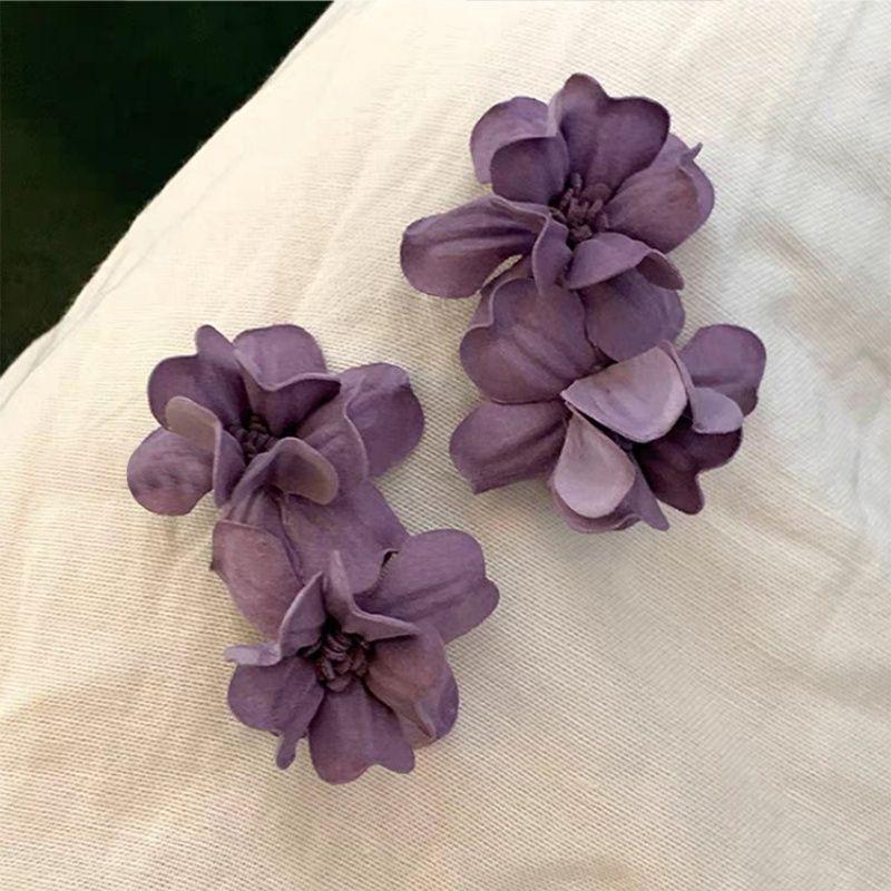 Fabric Flower Fringed Earrings Niche Atmosphere Temperament Earrings Fashion Versatile High-end Earrings