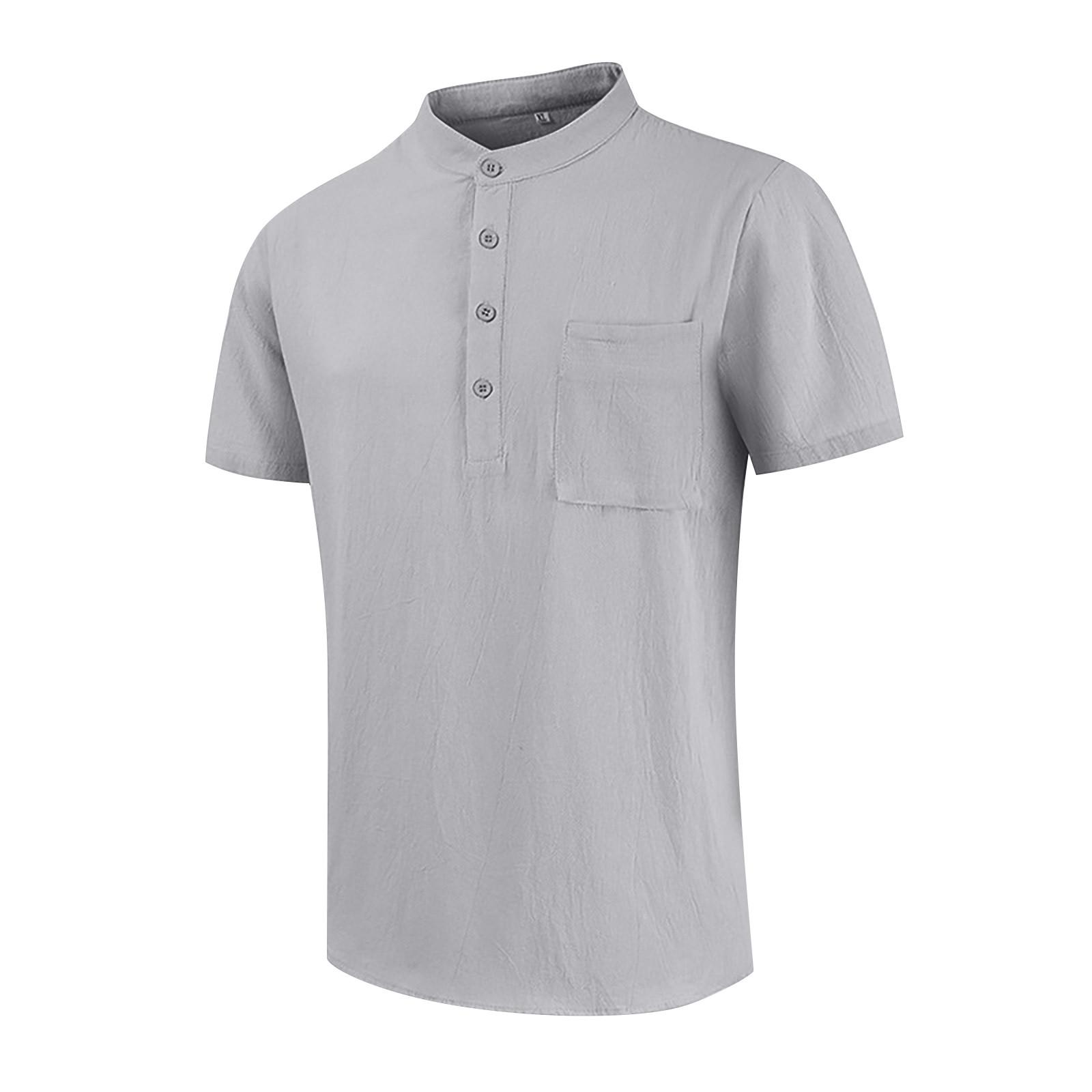 

Мужская весна лето повседневная мода хлопок лен однотонный круглый вырез с длинным рукавом XL