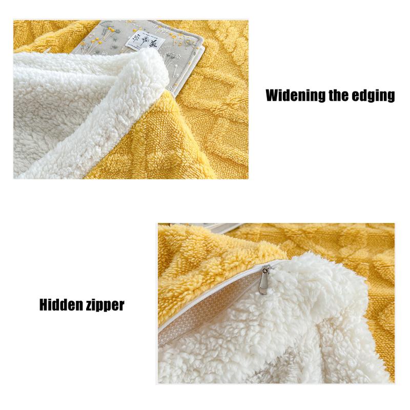 Lamb Wool Thick Winter Blanket Double Side Microfiber Flannel Throw Blanket for Bed Comfortable Super Soft Warm Comforter Double