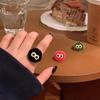 Cute Little Coal Ball Plush Open Ring for Women, Autumn Winter Niche Cartoon Funny Personality Fashion Adjustable Index Finger Jewelry