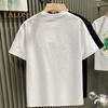 Summer Men T-shirt Rhinestone Decor Round Neck Loose Pure Color Short Sleeves Pullover Casual Mid Length Daily Wear Sport Top