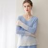 Kang Sai Ni 2026 Lurex Sequin Cashmere Lace Sweater - Autumn/Winter 7-Gauge Hollow Out Color Block Knitwear