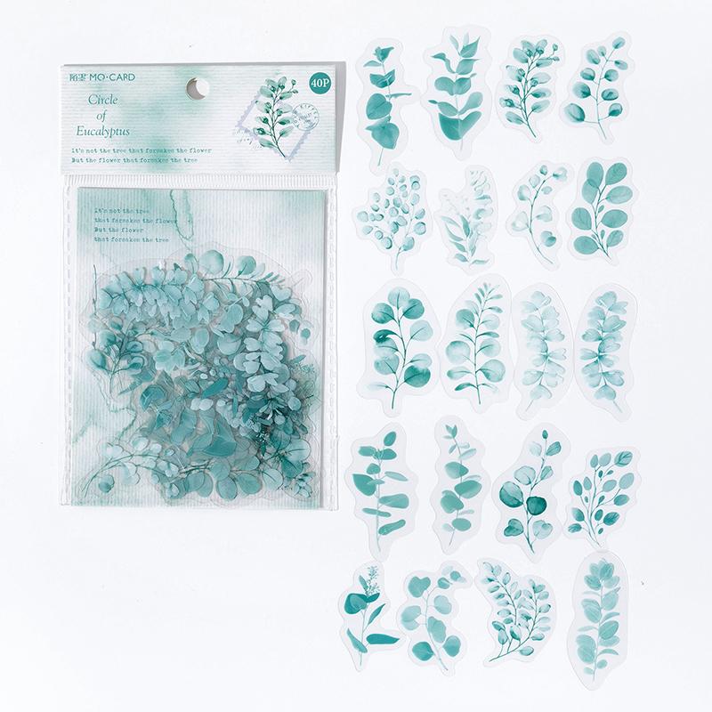 40 unidades/pacote como densidade de luz série adesivo pet transparente planta flor adesivo decoração scrapbooking colagem myy