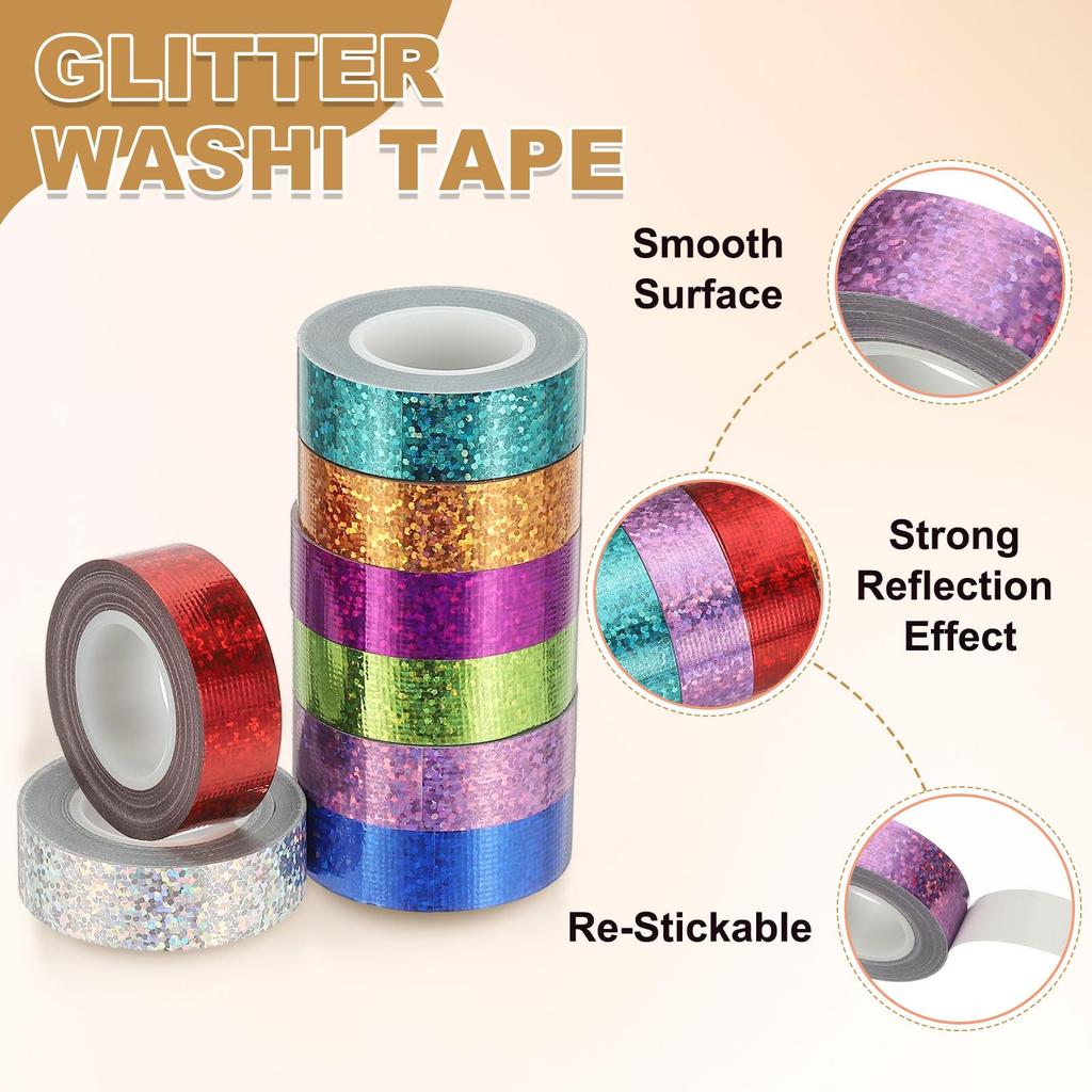 1 Roll of Iridescent Rainbow Laser Cloth-Based Masking Tape Suitable for Art Scrapbook Journal Decoration Tape