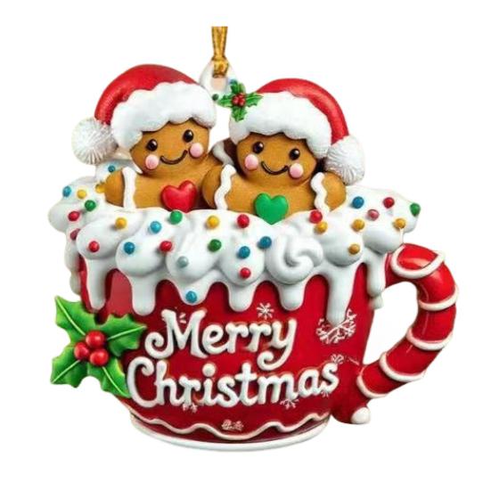 Gingerbread Man Christmas Ornament Resin Hanging Decor for Tree & Home Festive Cookie Figurine for Xmas Decorations
