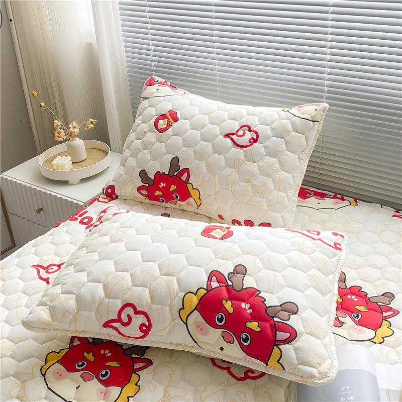All-Cotton Quilted Waterproof Pillowcase - Anti-Saliva, Anti-Oil, Single/Double, Easy-Care Home Pillowcase 48x74cm - Single