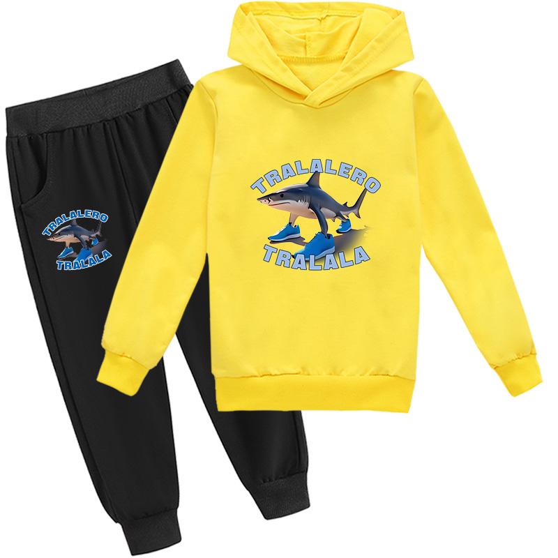 Tralalero Tralala Divertido Shark Meme Kids Clothes Hoodie+Pants 2pcs Set Toddler Boys Girls Tracksuit Children Outfits
