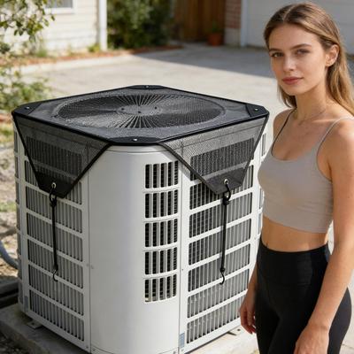 Outdoor AC Cover Universal Fit PVC Mesh Air Conditioner Cover with Hooks Stops Leaves and Debris