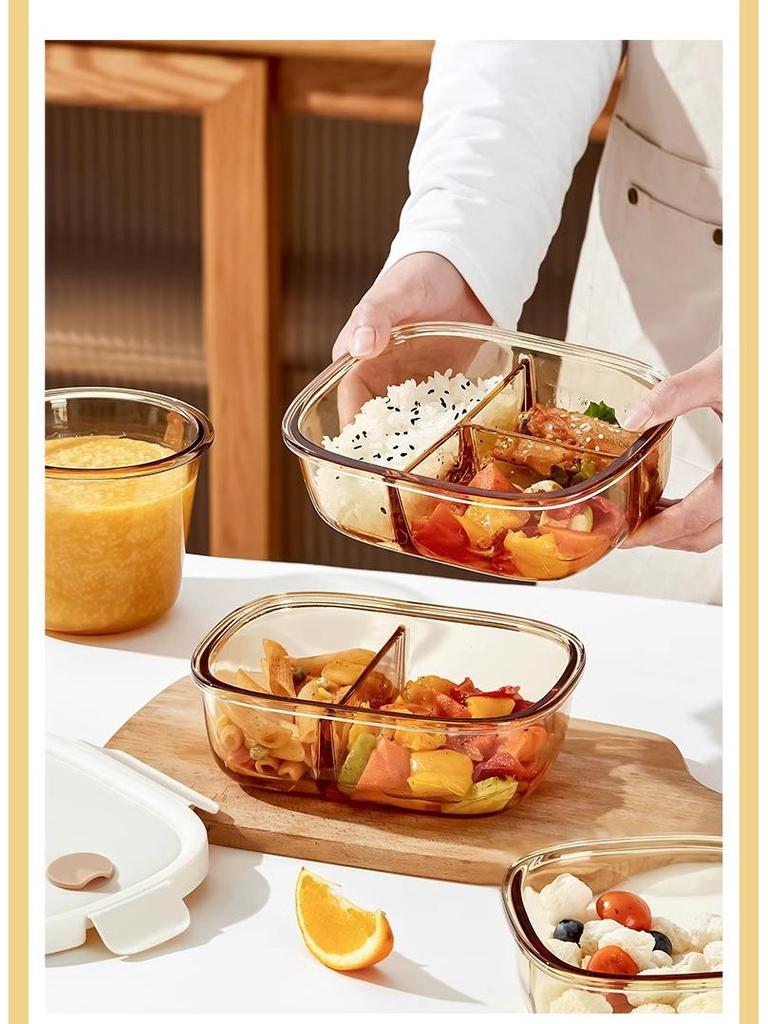 Xilekou Microwave-Safe Glass Lunch and Bento Box for Office & Takeaway