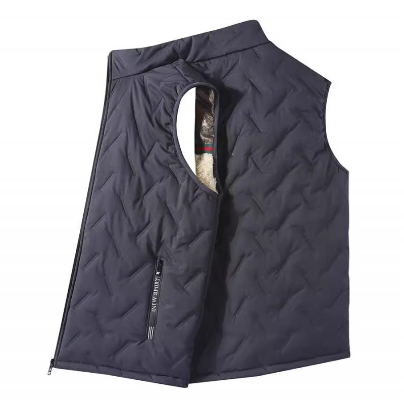 2024 Spring and Autumn New Men's Vest Stand Collar Warm Thickened Fashion Sleeveless Vest Casual Jacket Large Size