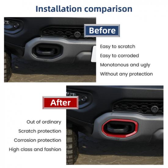 2 STÜCKE Für Dodge RAM 1500 TRX + Außen Stoßstange vorne Abschlepphaken Abdeckung Blende Rot