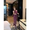 [Chest Pad] Ribbon Sleeveless Neck Dress Women's Summer With Chest Pad Split Skirt Slim-fitting Waist Wrap Hips Long
