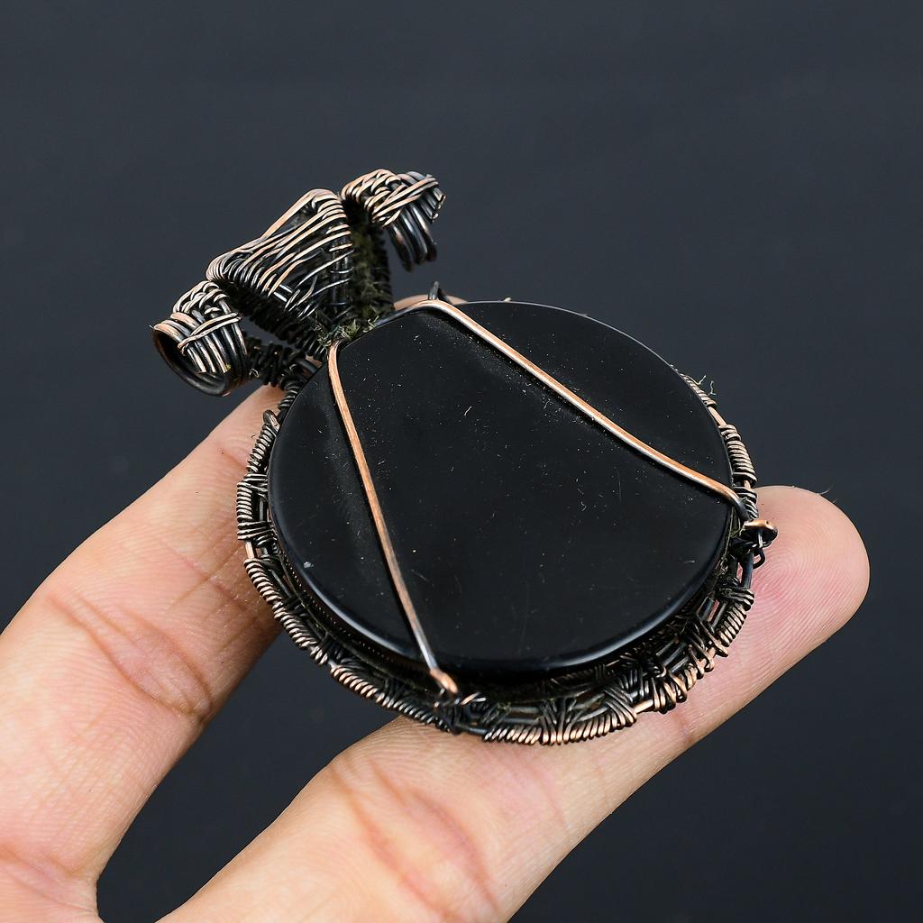 Natural Mother Of Pearl Gemstone Handmade Copper Wire Wrap Pendant 2.56" P3q21