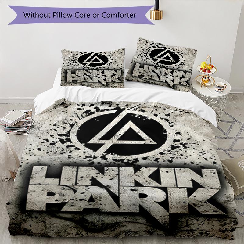 3-teiliges Linkin Park1 Design Bettwäsche-Set - HD-bedruckte Bettwäsche mit 1 Bettbezug und 2 Kissenbezügen - Perfekt für die Dekoration von Zuhause und Studentenwohnheim