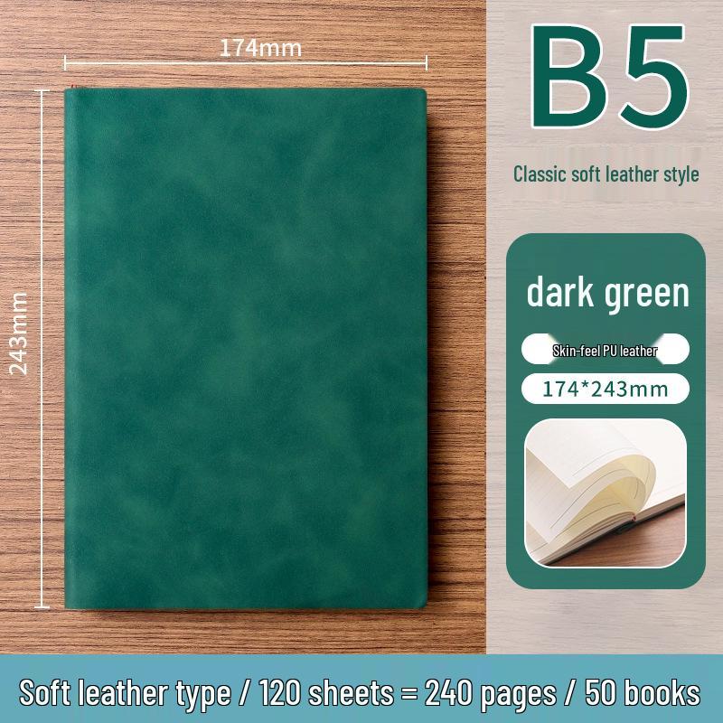 A5 Soft Leather Suede Notebook with Custom Logo - Simple B5 Business Meeting Journal, Large Thick Diary