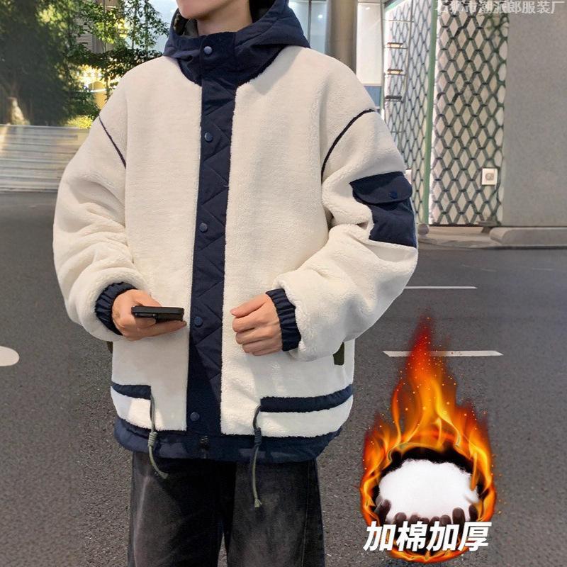 Exclusive for Lamb Wool Padded Coat Men's Winter 2026 Velvet Youth Padded Jacket Tooling Fleece Padded Jacket