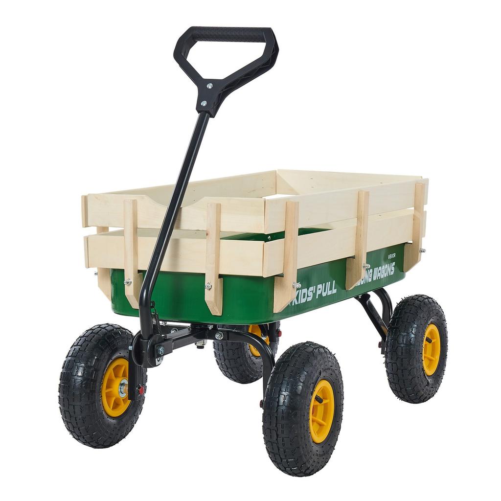 VEVOR Pull-Along Wagon for Kids, 101cm Toddler Wagons with Wooden Panels & Handle, Supports Up To 150kg