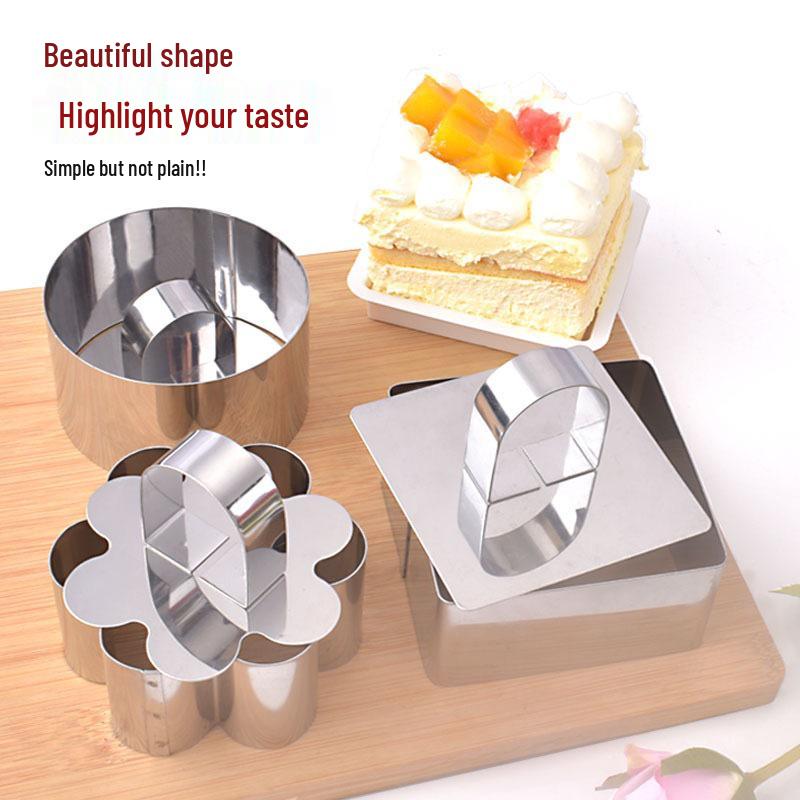 Heart-Shaped Stainless Steel Mousse Ring & Push Plate for Cake, Taro, Rice, Sushi.