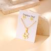 High Quality Stainless Steel Elephant Butterfly Flower Pendant Necklace Stud Earrings Luxury Party Jewelry Set for Women Gift