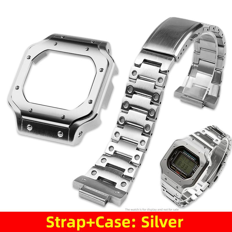 5600 5610 Metal Case Watch Band Mod Kit for Casio G-Shock 3299 DW5600 DW5610 GW-B5600 DW-5600 Replace Santos Style Bezel Strap
