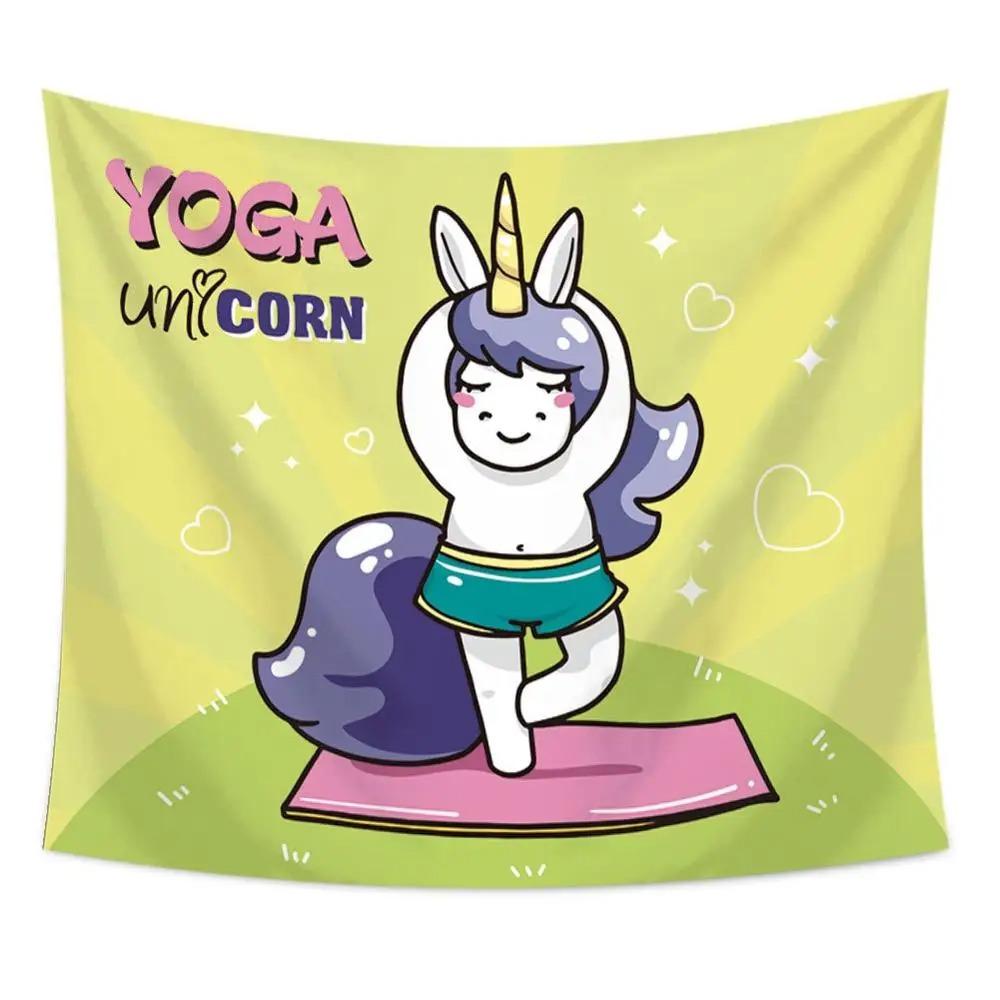 Cartoon Unicorn Print Tapestry Office Living Room Tapestry Home Wall Decoration Tapestry