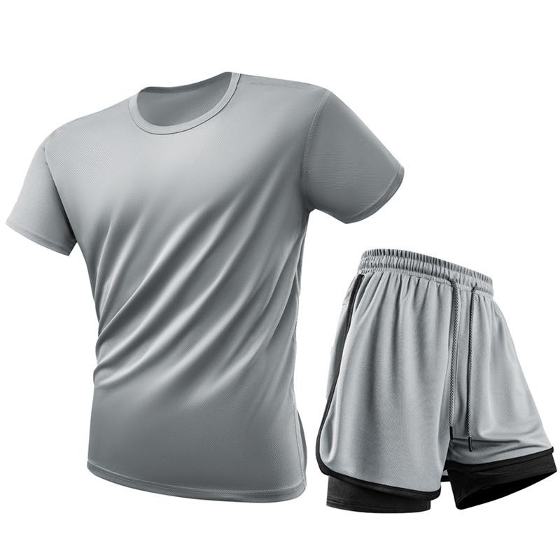 European Size Sports Tight Fitting Set, Comfortable High Elasticity Yoga Set, Summer Lightweight Quick Drying Pants, Fake Two Pieces
