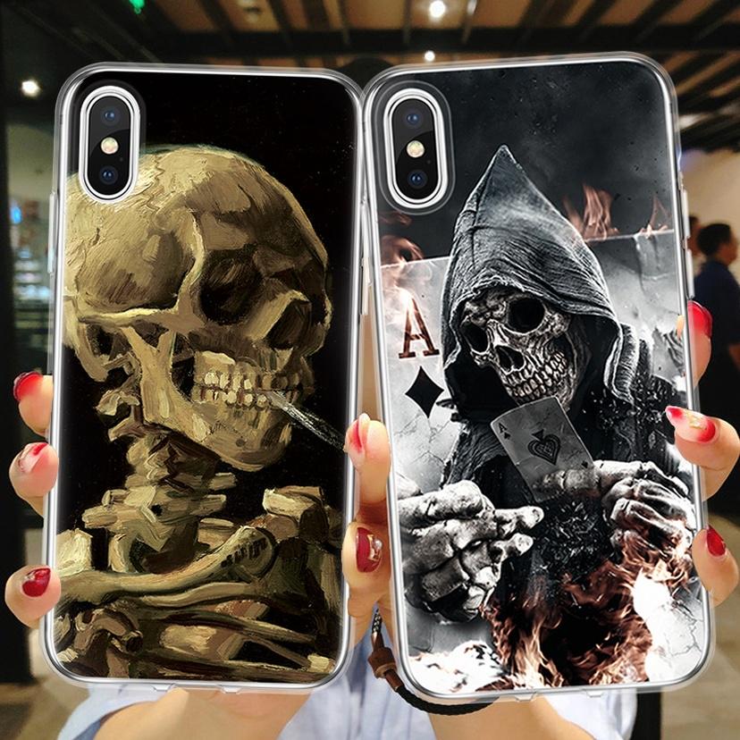 

SKull Телефон Чехол для iPhone XS Макс Samsung A50 S10 A70 A10 Huawei P30 Честь 10 8X Xiaomi 8 Lite 9 SE