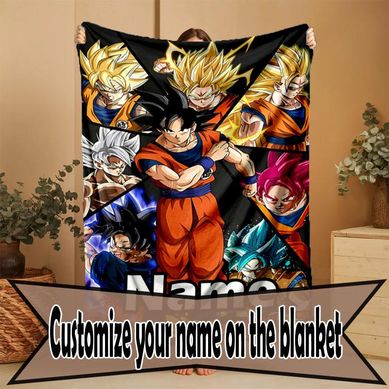 Manta Personalizada con Nombre y Estampado de Anime, Decoración del Hogar, Dormitorio, Sofá, Acampada, Sillón, Regalos para Cumpleaños Navidad