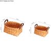 Ręcznie Robiony Drewniany Tkany Kosz do Przechowywania Skórzany Dwukolumnowy Kosz na Owoce Koszyki na Chleb Taca Organizer do Przechowywania Drobiazgów Rekwizyty do Zdjęć
