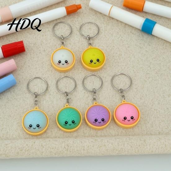 Calming Tactile Keychain Stress Relief Keychain with Steamed Bun Pendant Fidget Clicker Commute Feedback