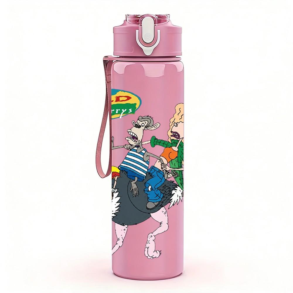 1PC Cowboy Horse Cartoon 750ml Sports Water Bottle Leakproof Straw Lid Outdoor Office Home