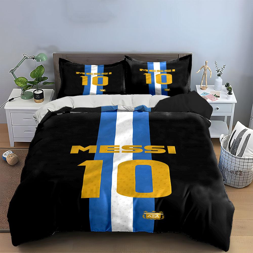 Blue-white Stripes, Messi's Name. Bedding Sets Duvet Cover Sets Duvet Covers Pillowcases(1 * Duvet Cover 2 * Pillowcases Without Duvet Insert)