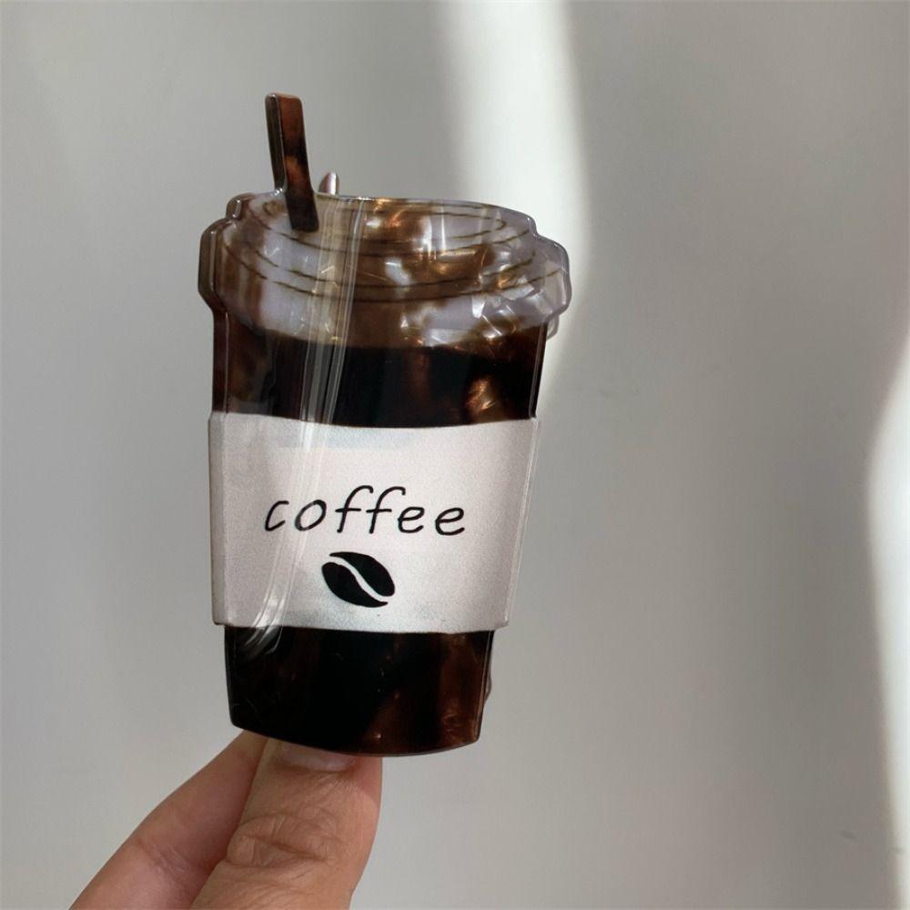 Sweet Funny Acrylic Hair Claw Cartoon Cute Coffee Cup Shaped Hair Clip Hairpin Headwear Shark Clip Hair Accessories