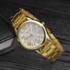 New Brand 3 Eyes Gold Casual Quartz Watch Men Stainless Steel Dress Wristwatch Reloj Hombre Men Clock Relogios Masculino Montre