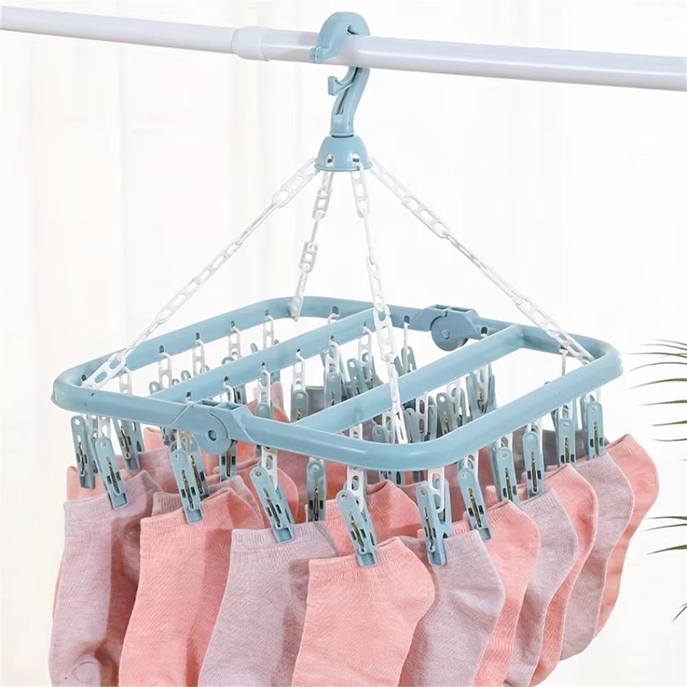 32Clips Hanging Drying Rack Foldable Baby And Toddler Accessories Finishing Storage Rack