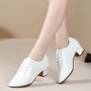 Tesley her new white latin dance shoes women's adult square dance shoes middle heel dance shoes breathable non-slip
