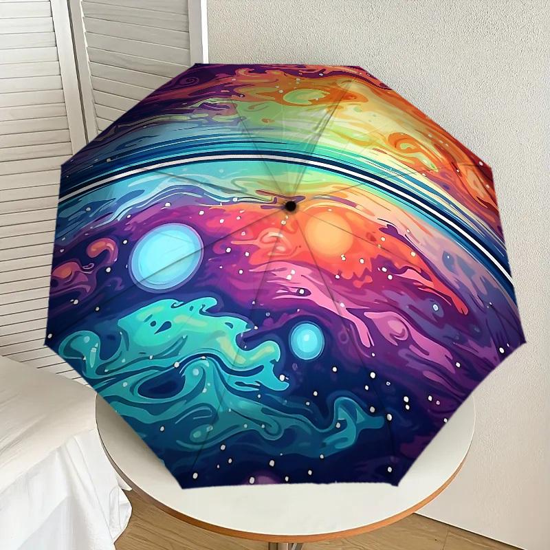 Colorful Galaxy Art Umbrella: Auto-Opening & Closing, Outdoor Protection, Lightweight and Durable Travel Accessory 129