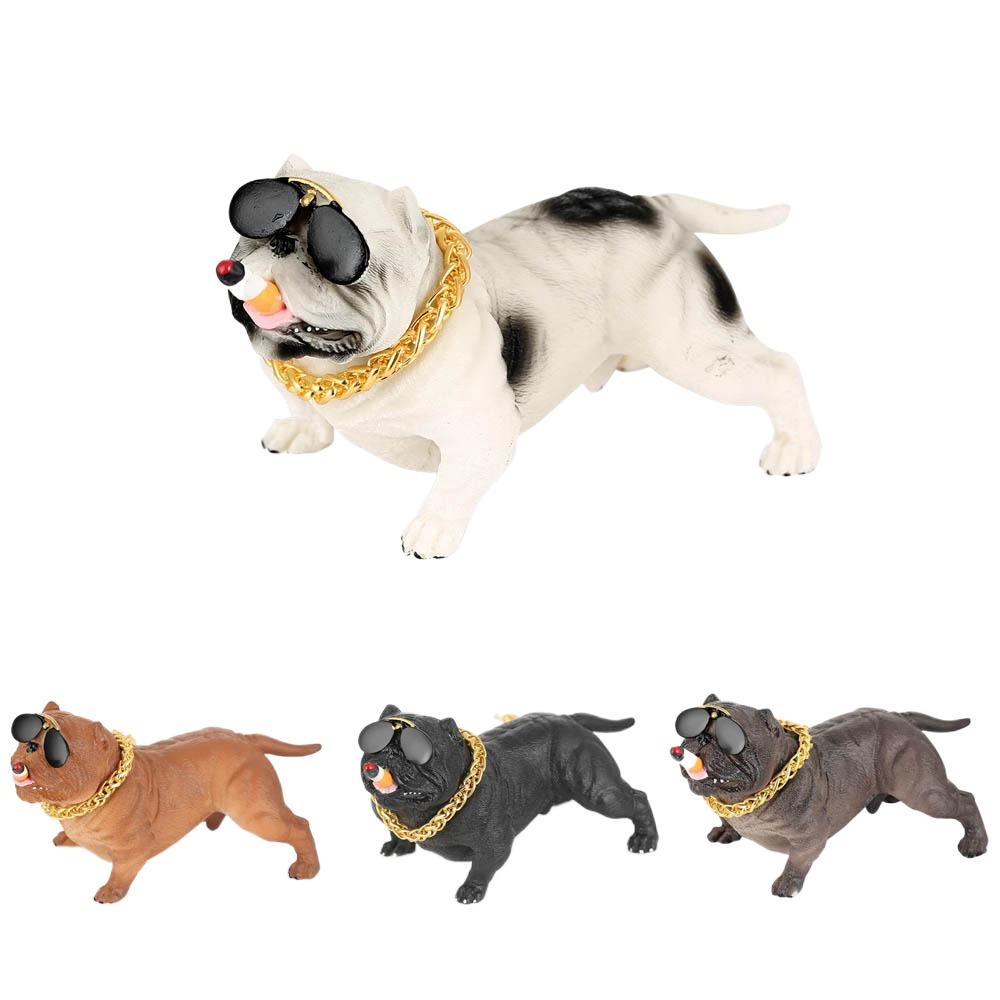 Funny Resin Pitbull Dog Statue Realistic No Base Simulation Dog Wear-resistant Dog Ornaments Car Interior Dashboard Decoration