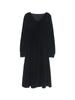 Ge Ming Velvet V-Neck Waist-Cinching Long-Sleeve Winter Dress, Style YH4748F.