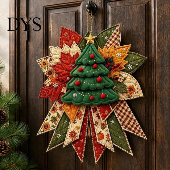 Educational Crafting Kits for School Christmas DIY Quilted Bow Sewing Craft Kit, Pre-cut Patchwork Holiday Supplies Adults Set, Door Hanger