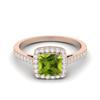 1,05 Karat Kissen-Peridot 925er Sterlingsilber Roségold Vermeil Solitär Halo Damen Verlobungsring