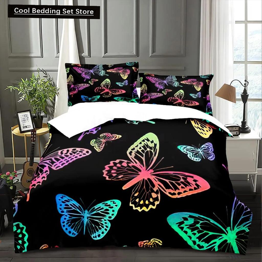 Kids Children Crib Duvet Cover Pillowcase Galaxy Butterfly Bedding Set for Baby Girls Princess King Queen Polyester Quilt Cover
